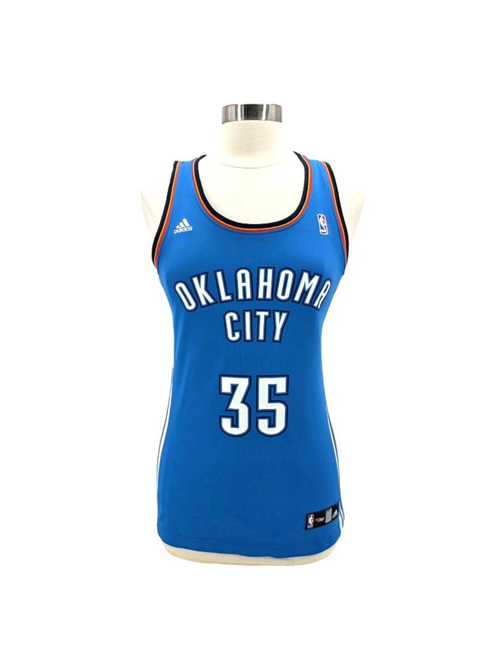 Adidas NBA 4 Her Womens Medium Jersey Kevin Durant OKC Blue Basketball No. 35